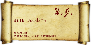 Wilk Jolán névjegykártya
