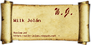 Wilk Jolán névjegykártya